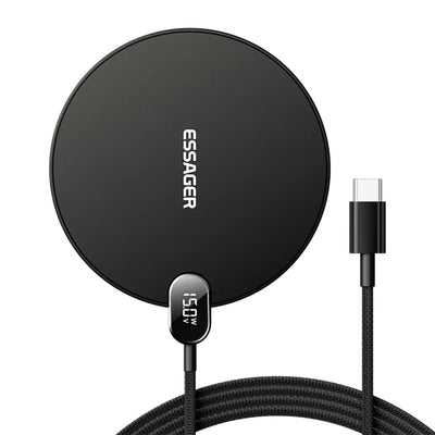 LinkMejor ES-WX15 15W Wireless Charger with LED Power Display Fast Wireless Charging Pad for Smart Phones for iPhone 16 16 Pro 15 14 13 Pro Max for Huawei Pura 80 Ultra for SAMSUNG for XIAOMI