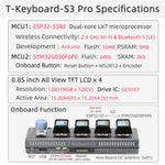 LinkMejor T-Keyboard-S3 Pro ESP32-S3 STM32 Bluetooth 5 Wi-Fi Development Board Dual-Core 0.85 inch TFT LCD Arduinos-Compatible
