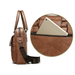 LinkMejor Men's Briefcase Retro Business Casual Laptop Bag Office High Quality PU Leather Handbag Shoulder Messenger Bags