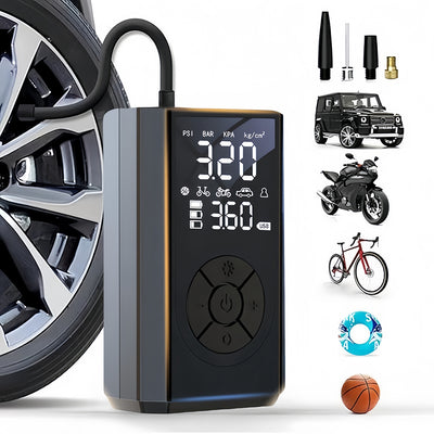 Portable Cordless Electric Air Compressor Pump with LED Emergency Light USB Rechargeable Fits for Car Tires Bicycles and Sports Balls