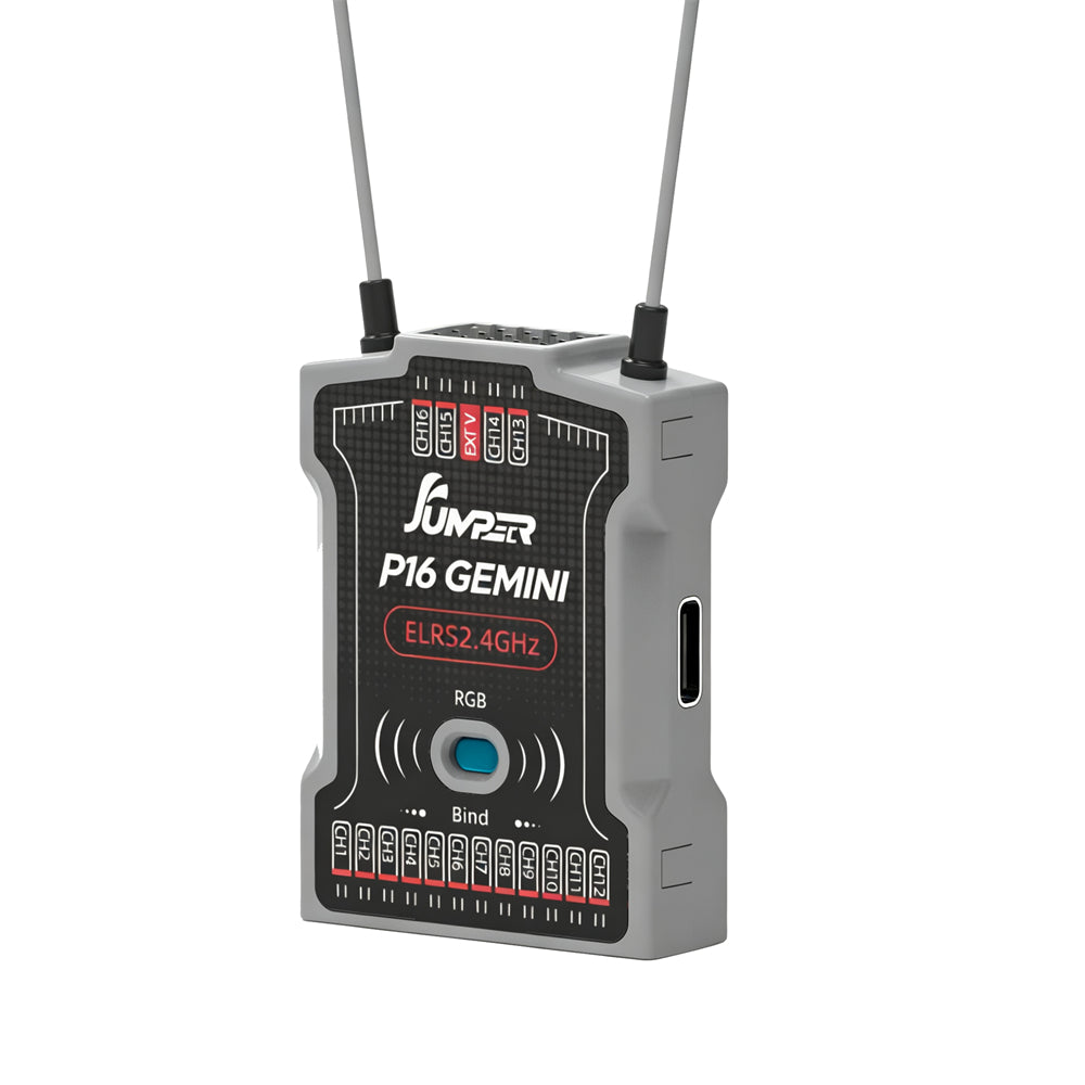 Jumper P16 ELRS 2.4GHz 16CH PWM Gemini Receiver with Dual Antenna for RC Airplane Fixed-Wing