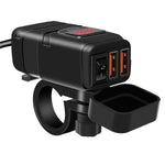 Motorcycle Charger SAE to USB Adapter Dual USB Fast Charger 12V Voltmeter with On/Off Power Switch for Phone GPS Tablet