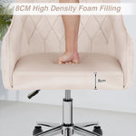 LinkMejor Velvet Office Chair Cute Vanity Chair with Wheels for Bedroom Upholstered Task Chair for Home Office