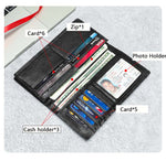 Ekphero Men's Genuine Leather Wallet Crocodile Texture Business Wallet Fashion Cowhide Bifold Money Purse Multi-slot Card Holder