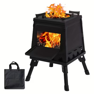 Xmund Portable Outdoor Camping Wood Stove Mini Folding Firewood Stove Detachable Wood Burner For Camping Picnic Backyard BBQ Supplies