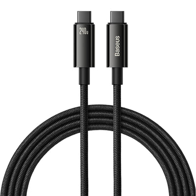 Baseus Tungsten Gold 240W Type-C to Type-C Cable PD3.1 Power Delivery Fast Charging Data Transmission Tinned Copper Core Line 1M/2M/3M Long for Huawei Mate50 for Samsung Galaxy S23 for Oppo Reno9 for Redmi K60