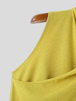 INCERUN Mens Solid Color Design Crossover V-neck Soft Tanks
