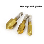 6Pcs HSS 1/4" Hex Shank Chamfer Countersink Chamfer Drill Bit 90 Degree Wood Chamfering Cutter 6mm-19mm Metal Drills