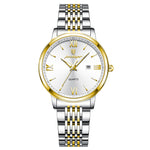 LinkMejor Women Watch Thin Waterproof Luminous Quartz Watch Calendar Analog Stainless Steel Wrist Watch Date Lady Watch