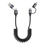 6A 100W USB-A/USB-C to iP/USB-C Telescopic Cable PD Fast Charging Data Transmission Copper Core Line 1.5M Long for iPhone 16 15 Pro 14 13 12 Pro Max for Xiaomi 15pro for Huawei Mate 70 Pro for Samsung Galaxy S25 Ultra
