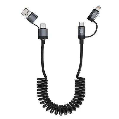 6A 100W USB-A/USB-C to iP/USB-C Telescopic Cable PD Fast Charging Data Transmission Copper Core Line 1.5M Long for iPhone 16 15 Pro 14 13 12 Pro Max for Xiaomi 15pro for Huawei Mate 70 Pro for Samsung Galaxy S25 Ultra