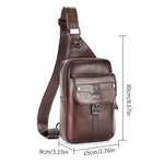 LinkMejor Vintage Men's Genuine Leather Chest Bag Large Capacity Wear-Resistant Crossbody Shoulder Bags Fashion Travel Outdoor Messenger Pack