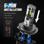 NovSight T11 LED Headlight Bulb 60W Pair 16000LM 6500K White Light IP68 Waterproof Automotive Headlights High Brightness Bulbs Long Lifespan Easy Install Aviation Aluminum