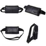Ekphero Men Genuine Leather Waist Bag Large Capacity Three-layer Zipper Single Shoulder Bag Multifunctional Mini Chest Bag