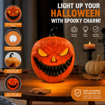 Elfeland Halloween LED Lantern Light Voice-Activated Electric Ambience Pumpkin Night Lamp for Indoor Outdoor Holiday Decoration