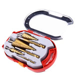 6PCS High-Speed Steel Step Drill Bits Set Titanium Coated 4-12mm 4-20mm 4-32mm Serrated Drill Bits for Metal Plastic Wood Sturdy Tools