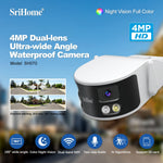 SriHome SH070 4MP Dual Lens WIFI Security Camera 180 degrees Wide Angle Night Vision Two Way Audio IP66 Waterproof Surveillance Camera for Outdoor