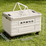Xmund 60L Spacious Foldable Vehicle Storage Container, Versatile Organizer, Utility Cart with Universal Wheels And a Push-Pull Handle, Suitable for Most Cars, Perfect for Storing Outdoor Items, Camping Gear, Clothing & Patio Furniture