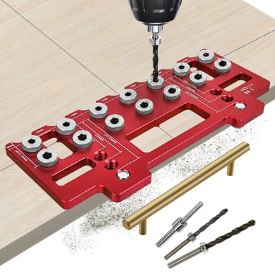 LinkMejor 5mm 1/4 Inch Aluminum Alloy Cabinet Hardware Jig Pocket Hole Jig Drill Guide Shelf Pin Punch Locator for Straight Holes