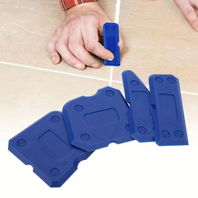 4PCS Silicone Caulking Tool Set Cement Scraper Sealant Grout Remover Ergonomic Design High-Quality Silicone Blue for Home Finishing and Cleaning Tasks