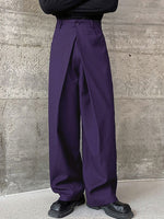 INCERUN Men Pants Fashion Design Solid Color Button Pants Wide Leg Streetwear with Side Pockets S-5XL