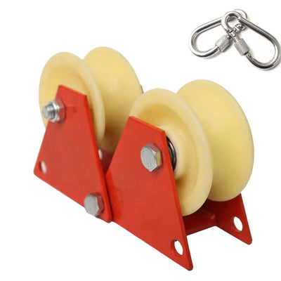 Versatile Foldable Pulley Manual Pulley Bend-Friendly High-Altitude Work Material Lifting Rope Tensioning Heavy Loads Steel Nylon Anti-Slip Design Compact Easy Storage