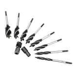 LinkMejor Hex Shank Wood Drill Bit Set 8 Pieces High Speed Steel Spiral Auger Drill Bits for Precise Woodworking Hole Enlarging with Extension Rod and Storage Case