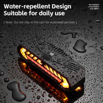 WEST BIKING Bicycle Projection Turn Signal Taillight Wireless Remote Waterproof Type-C Charging Warning Bike Rear Light for Night Riding Safety