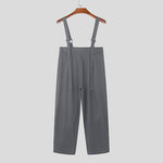 LinkMejor Men Solid Color Casual Overalls with Pockets, Loose Fit Workwear Jumpsuit With Adjustable Straps
