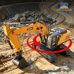 Huina Toys XC523 RTR 1/18 2.4G 26CH Officially Licensed XCMG XE260 RC Excavator Car Alloy Bucket Simulated LED Light APP Remote Controlled Engineering Vehicle Toys Model Collection Gift For Boys