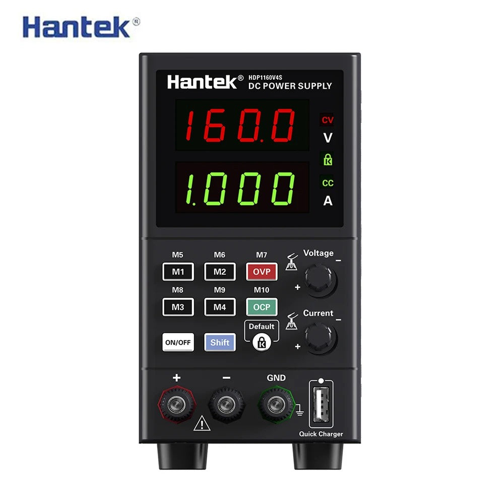 Hantek HDP1160V4S DC Power Supply Four-Digit Display Versatile USB Charging Over Protection Safety Features 0~160V/0~8A Output Perfect for Electronics Testing and Repairing