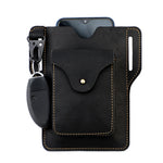 Ekphero Retro Men's Waist Bag Genuine Leather Belt Bag Key Waist Work Pocket Phone Bag for Belt Wearable Holster