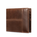 Ekphero Men's Retro Genuine Leather Short Wallet RFID Blocking Horizontal Money Clip Multi-card Slot Card Holder Anti-theft Brush Coin Purse