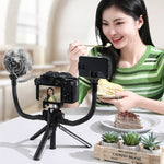 LinkMejor LP753 Multifunctional Desktop Tripod Selfie Stick 22cm Folding Size 1/4 Screw Compatible with 4-7.2in Phone for Vlogging Travel