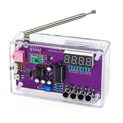 HU-017B DIY FM Radio Kit 87-108MHz LED Display Multifunction Adjustable Volume USB Power Portable Electronics Radio Assembly Kit High Sensitivity Noise Reduction