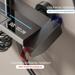 Space Aluminum Digital Display Square Shower Set Piano Button Bathroom Booster Shower Head System With Ambient Light Wall Mount Bracket Bathroom Faucets