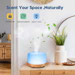 500ML Aromatherapy Diffuser Wood Grain Essential Oil Aromatherapy Humidifier with Remote Control for Home Office