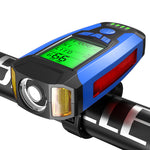 LinkMejor 3-in-1 350LM COB Bike Light + USB Horn Lamp + Speed Meter LCD Screen 5-Modes Waterproof Bicycle Headlight With Horn