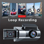 3 inch IPS Screen 3-Channel Driving Recorder 1080P HD 360° Rotation Dash Cam Without / With WiFi Loop Recording