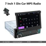 7 Inch Single Din Retractable Touchscreen Car Stereo Bluetooth 5.1 MP5 Player Mirror Link USB FM Radio Universal Multimedia Player