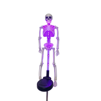 Elfeland Solar Skeleton Ground Stake Light LED Auto On/Off Sensor Waterproof Plug&Play Halloween Ambient Lamp for Outdoor Garden Yard Pathway Decoration