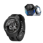 LinkMejor Men's Sports LED Luminous Digital Watch Multifunctional Waterproof Comfortable TPU Strap Electronic Watch