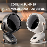 Tevorex Portable Rechargeable Desktop Fan 6 Gears Wind Adjustable 180° Multi Angle Airflow Ultra Quiet Operation Long Battery Wall Mounted Cooling Fan with Digital Display for Indoor Outdoor