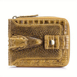 Ekphero Mens Wallet Genuine Leather Crocodile Pattern Short Coin Purse Luxurious High-Quality Multi Slot Thick Anti-Theft Card Bag