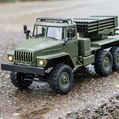 LinkMejor B36-2 1/16 2.4G 6WD RTR Rc Car Hail Rocket Launcher BM-21 Military Truck Rock Crawler Vehicle Models Toy Proportional Control