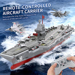 LinkMejor S27 2.4G Remote Control Aircraft Carrier with Spraying Water Function DIY Assembly RC Boat Vehicle Models RTR for Children