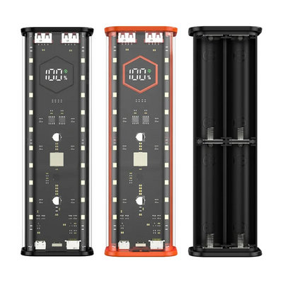 21700 Battery Storage Box 4 Slots DIY Power Bank Box for 21700 Charger Dual USB Output Type-C Input Battery Holder Case