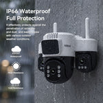 SriHome SH073 6MP 3X Zoom WIFI PTZ Security Camera 360° Coverage Full-Color Night Vision Human Motion Two-Way Audio Sound&Light Alarm IP66 Waterproof Dual-Band WIFI Surveillance Camera for Outdoor Safety