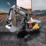 HJ Models 689-714A 1/16 2.4G 16CH RC Car Excavator Engineering Vehicles Alloy Bucket Digging 680° Rotation Spray LED Light Sound RTR Toys