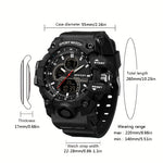 LinkMejor Men's Dual Display Waterproof Digital Watches Outdoor Sports Wristwatches Movement with Luminous, Stopwatch, Countdown, Alarm & Date Function